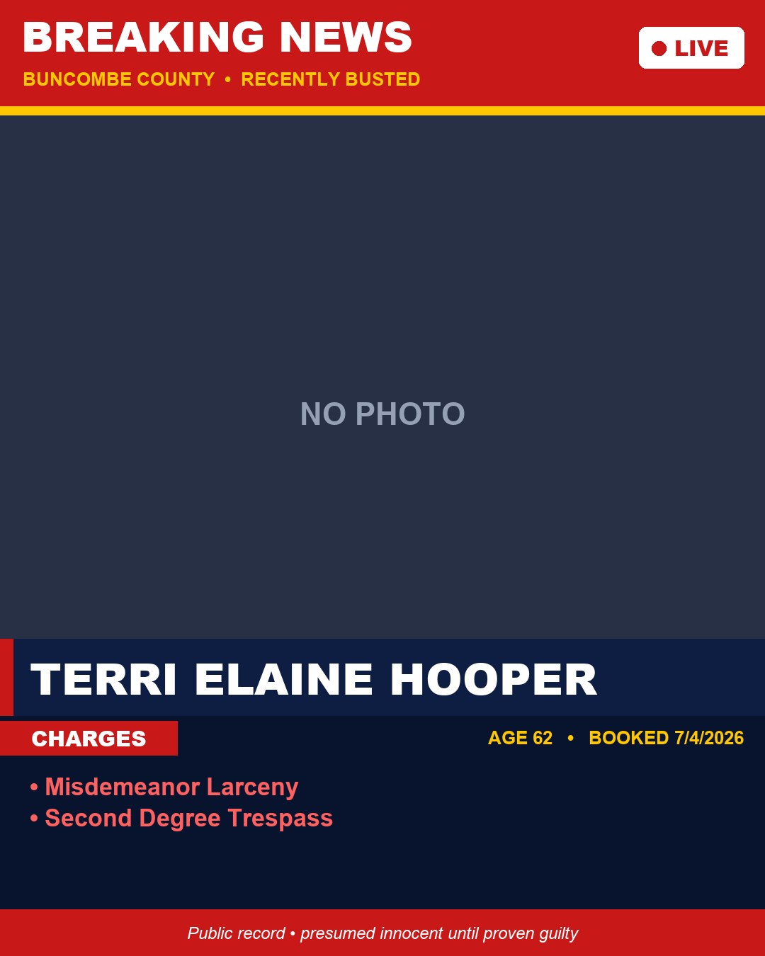 TERRI ELAINE HOOPER booking photo
