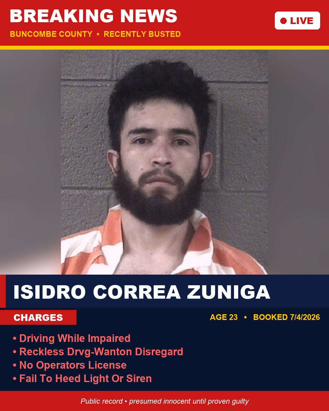 ISIDRO CORREA ZUNIGA booking photo