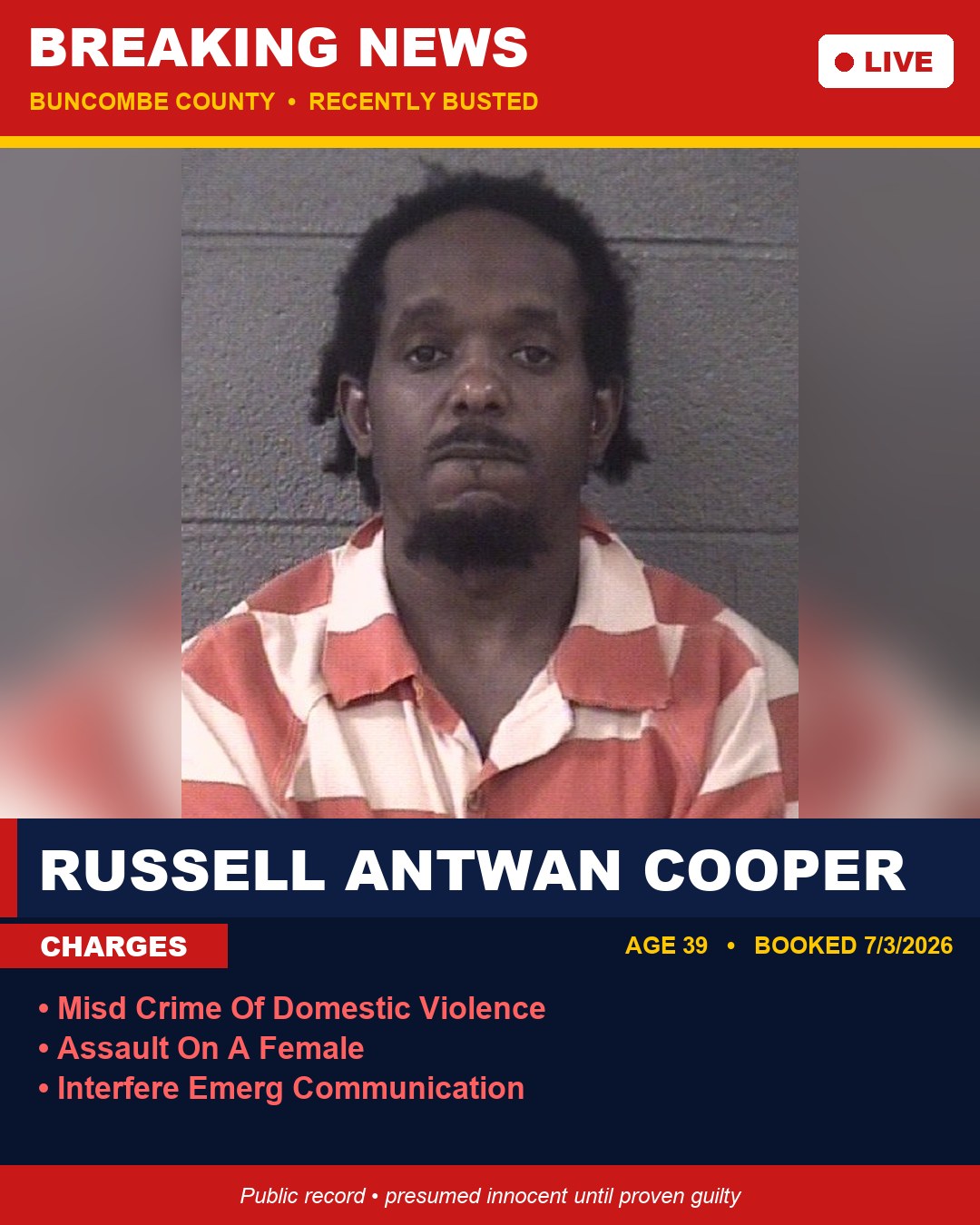 RUSSELL ANTWAN COOPER booking photo