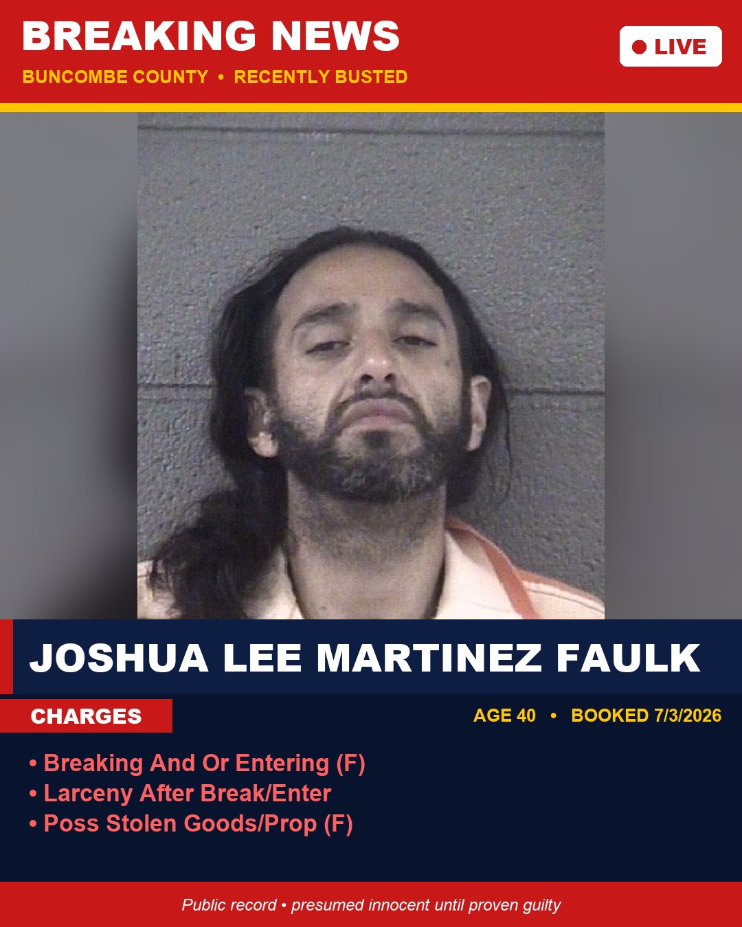 JOSHUA LEE MARTINEZ FAULK booking photo