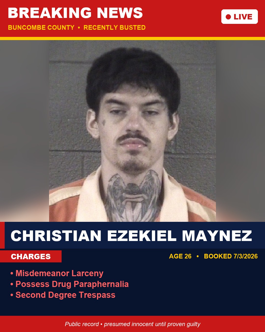 CHRISTIAN EZEKIEL MAYNEZ booking photo