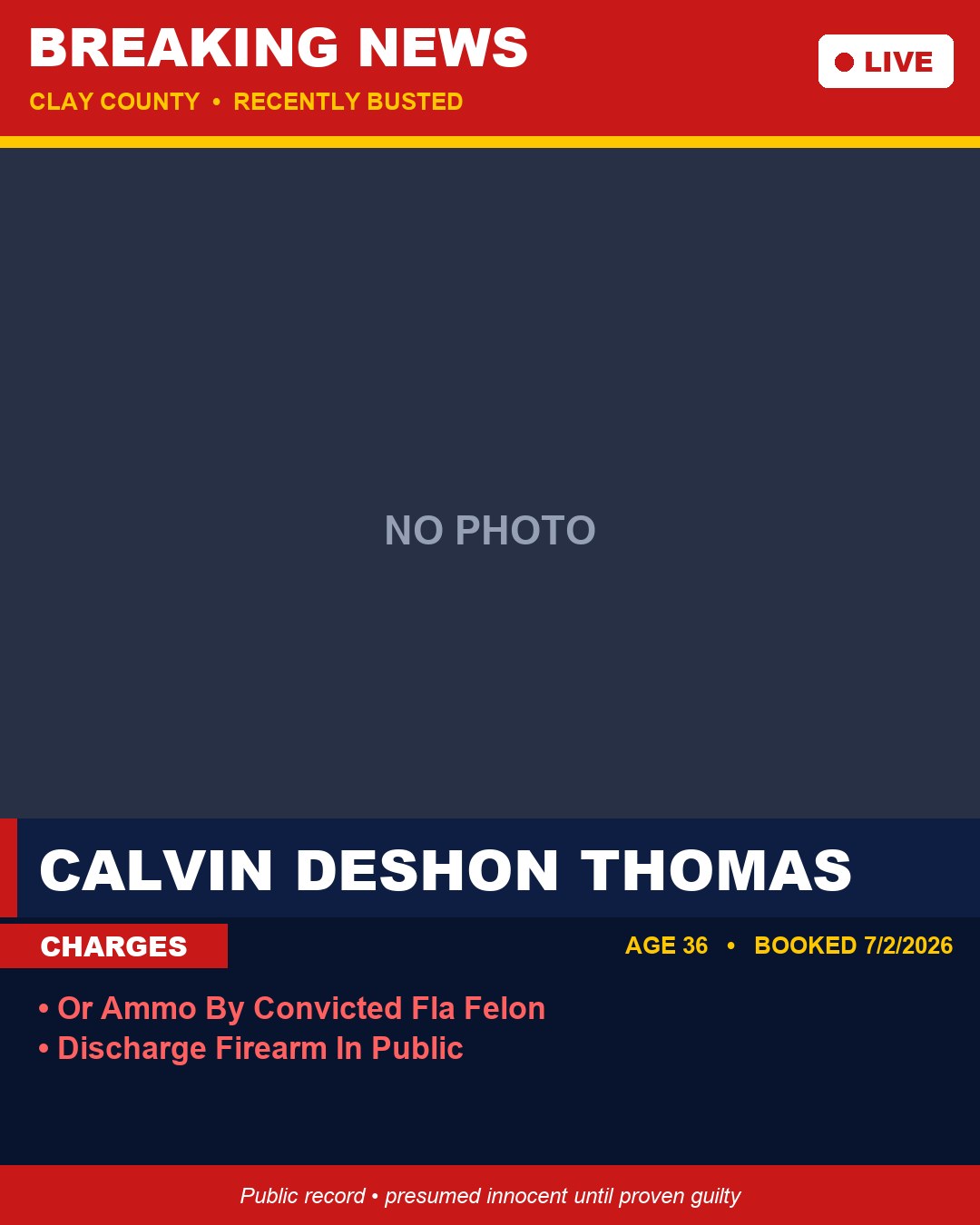CALVIN DESHON THOMAS booking photo
