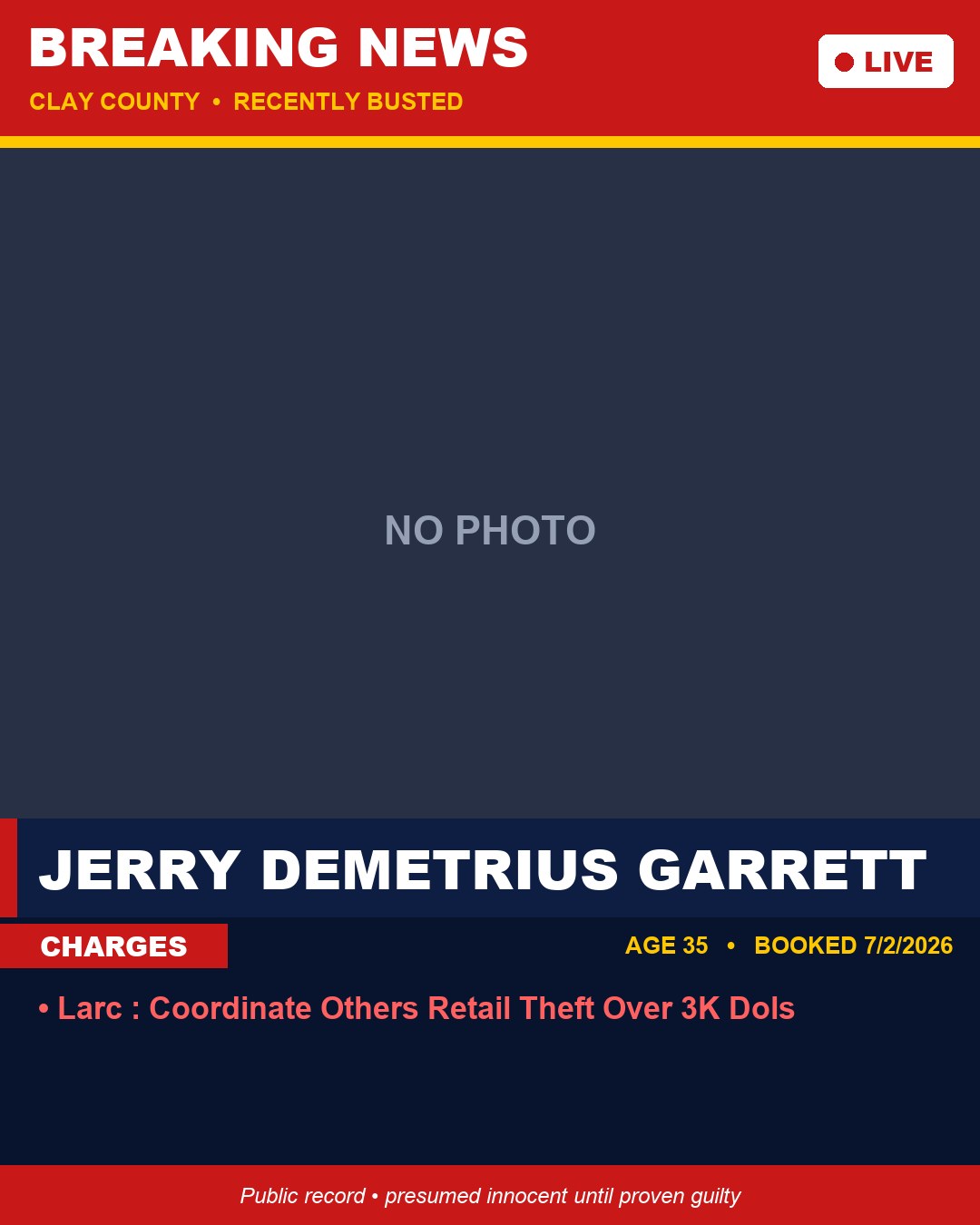 JERRY DEMETRIUS GARRETT booking photo