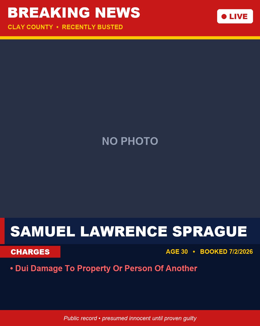 SAMUEL LAWRENCE SPRAGUE booking photo