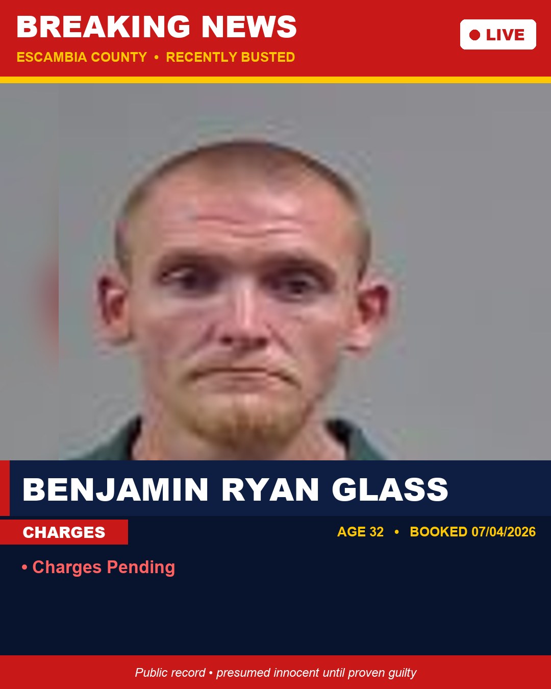 Benjamin Ryan Glass booking photo