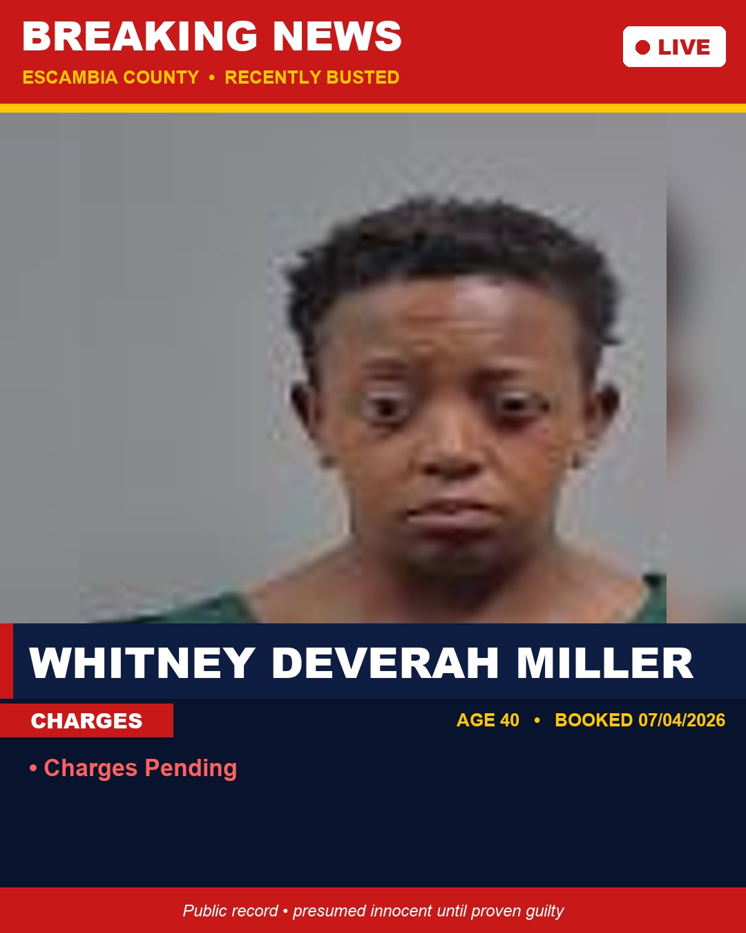 Whitney Deverah Miller booking photo