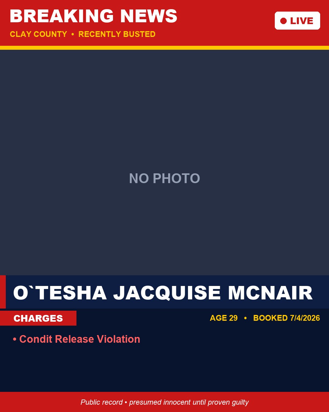 O`TESHA JACQUISE MCNAIR booking photo
