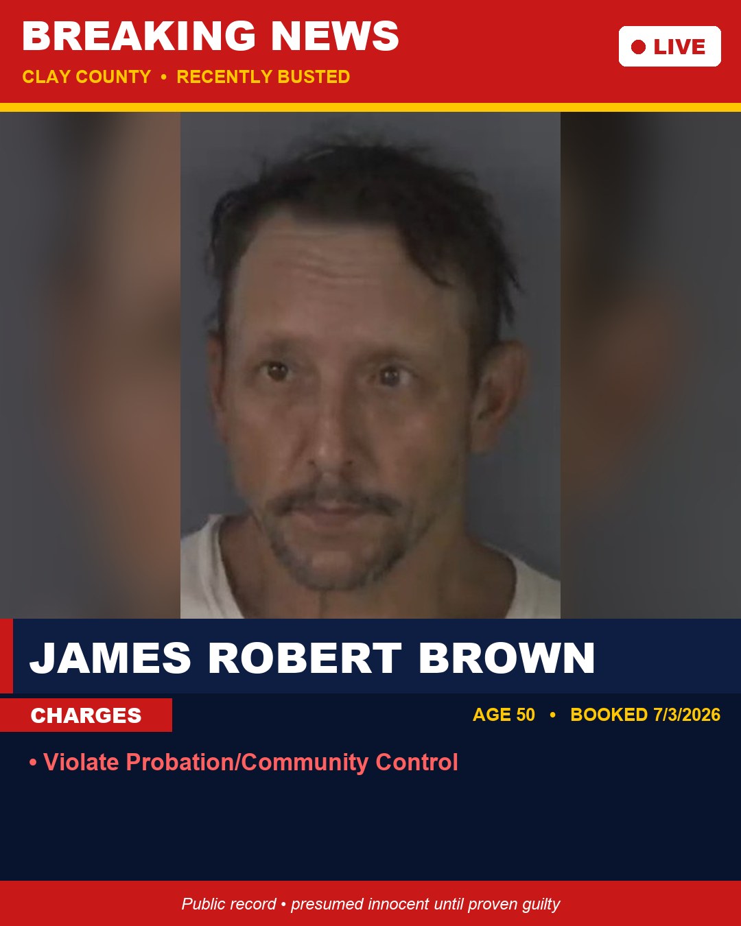 JAMES ROBERT BROWN booking photo