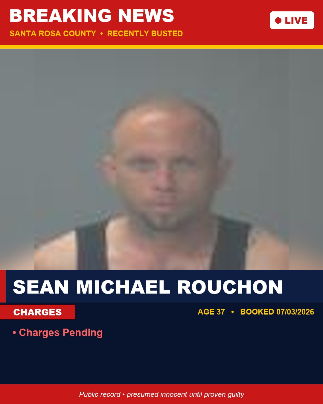 Sean Michael Rouchon booking photo