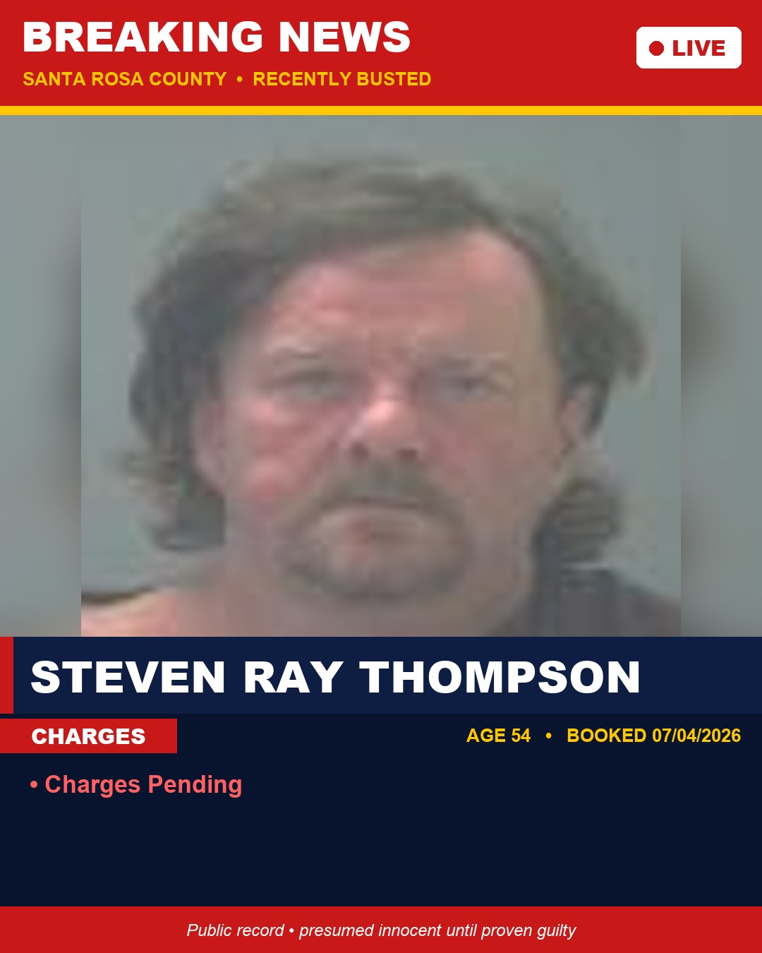 Steven Ray Thompson booking photo