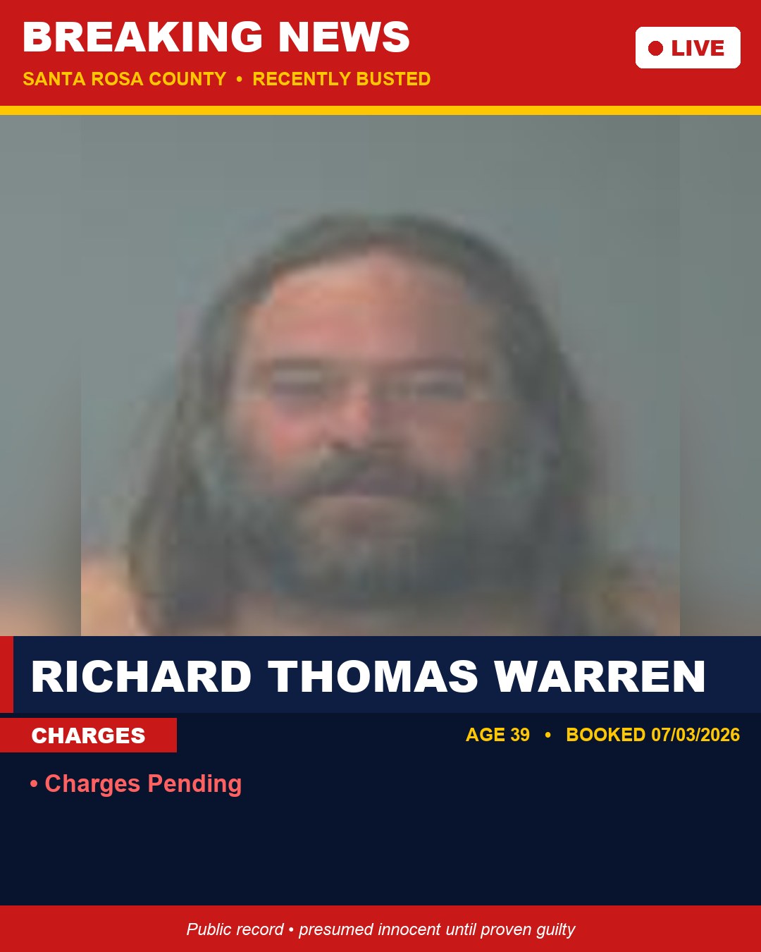 Richard Thomas Warren booking photo