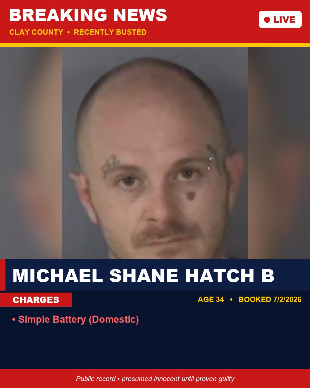 MICHAEL SHANE HATCH B booking photo