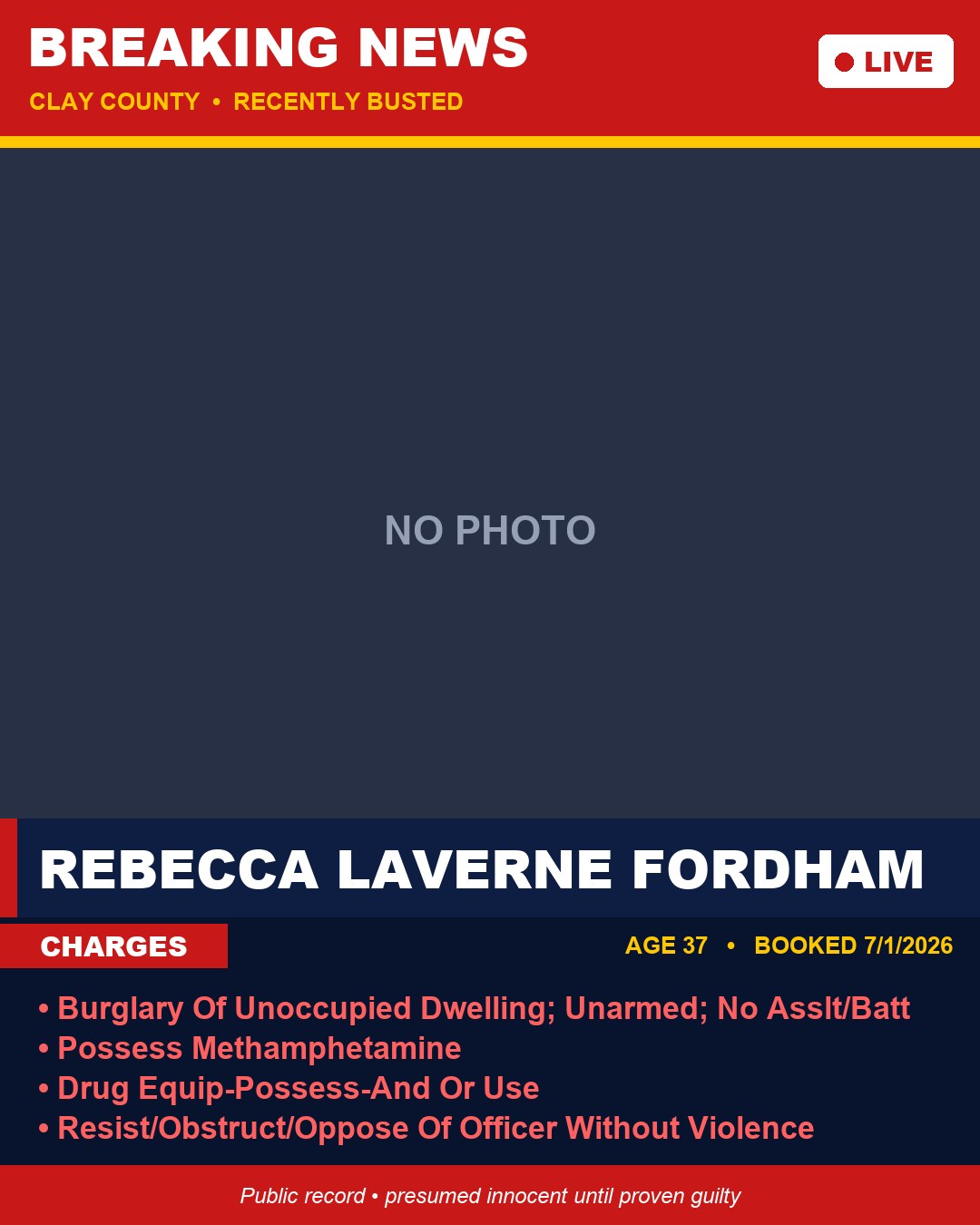 REBECCA LAVERNE FORDHAM booking photo