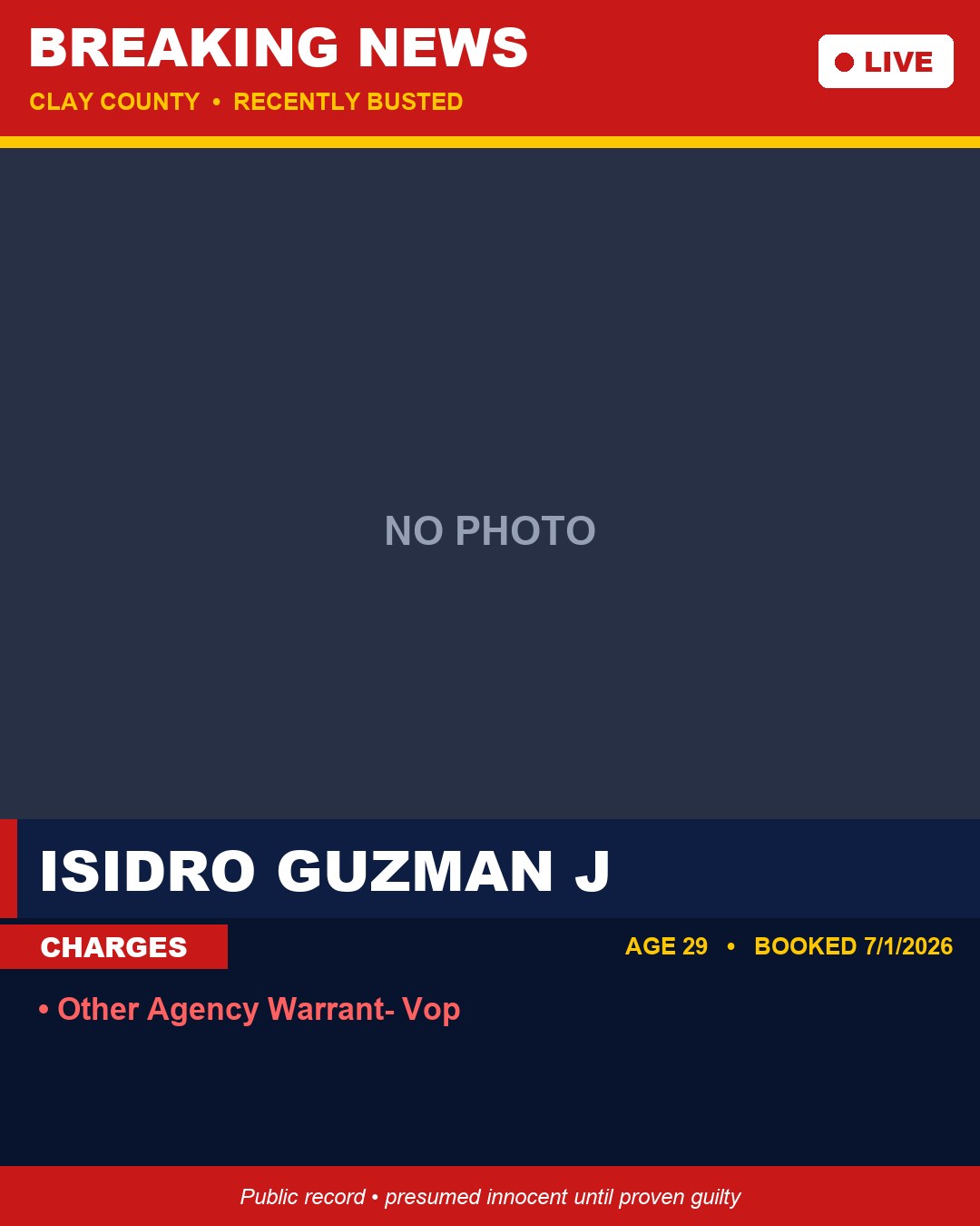 ISIDRO GUZMAN J booking photo