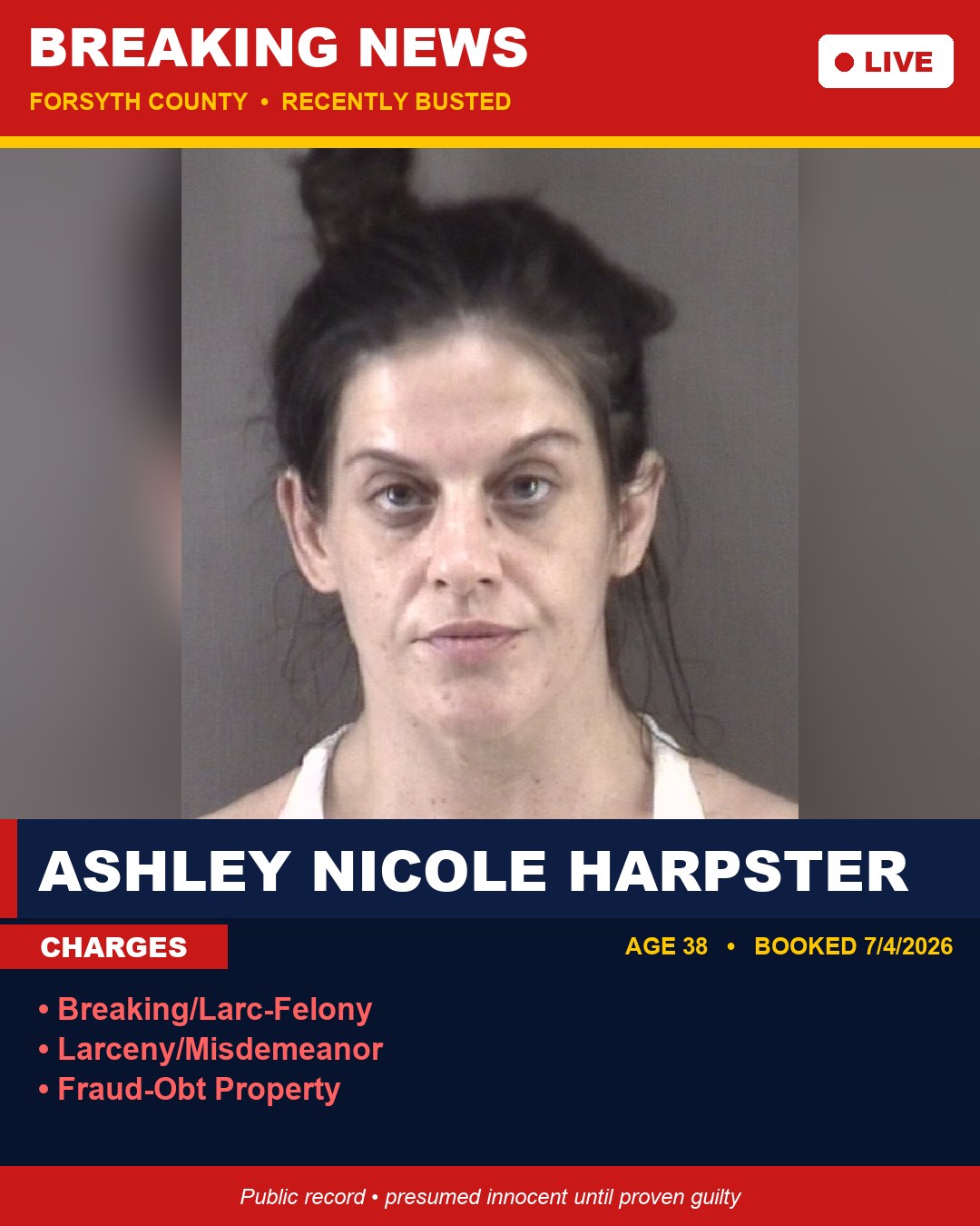 ASHLEY NICOLE HARPSTER booking photo