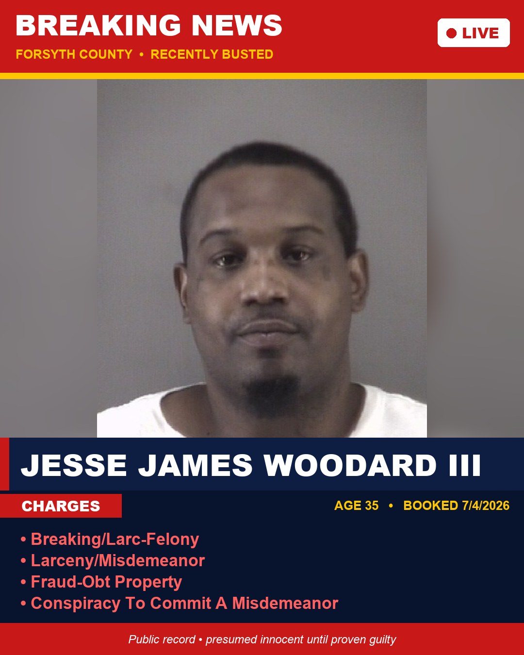 JESSE JAMES WOODARD III booking photo