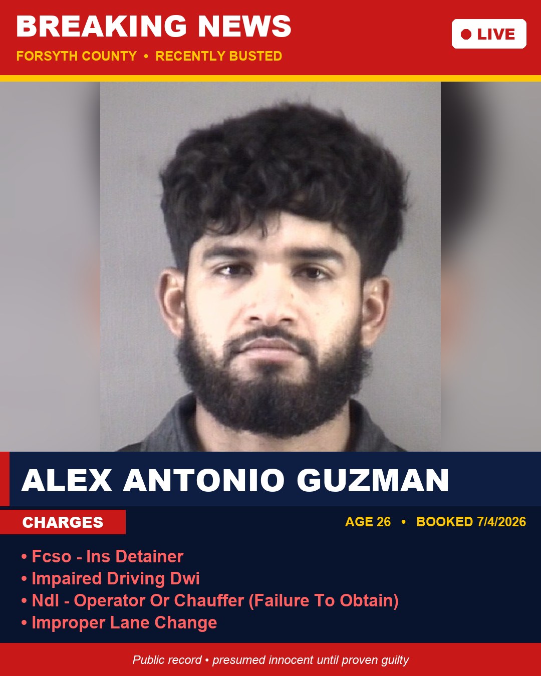 ALEX ANTONIO GUZMAN booking photo