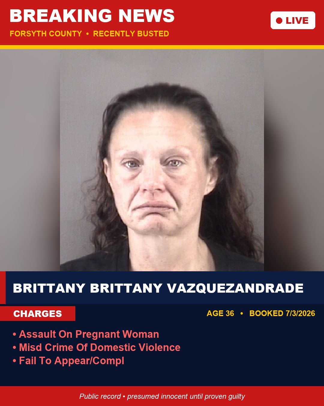 BRITTANY BRITTANY VAZQUEZANDRADE booking photo