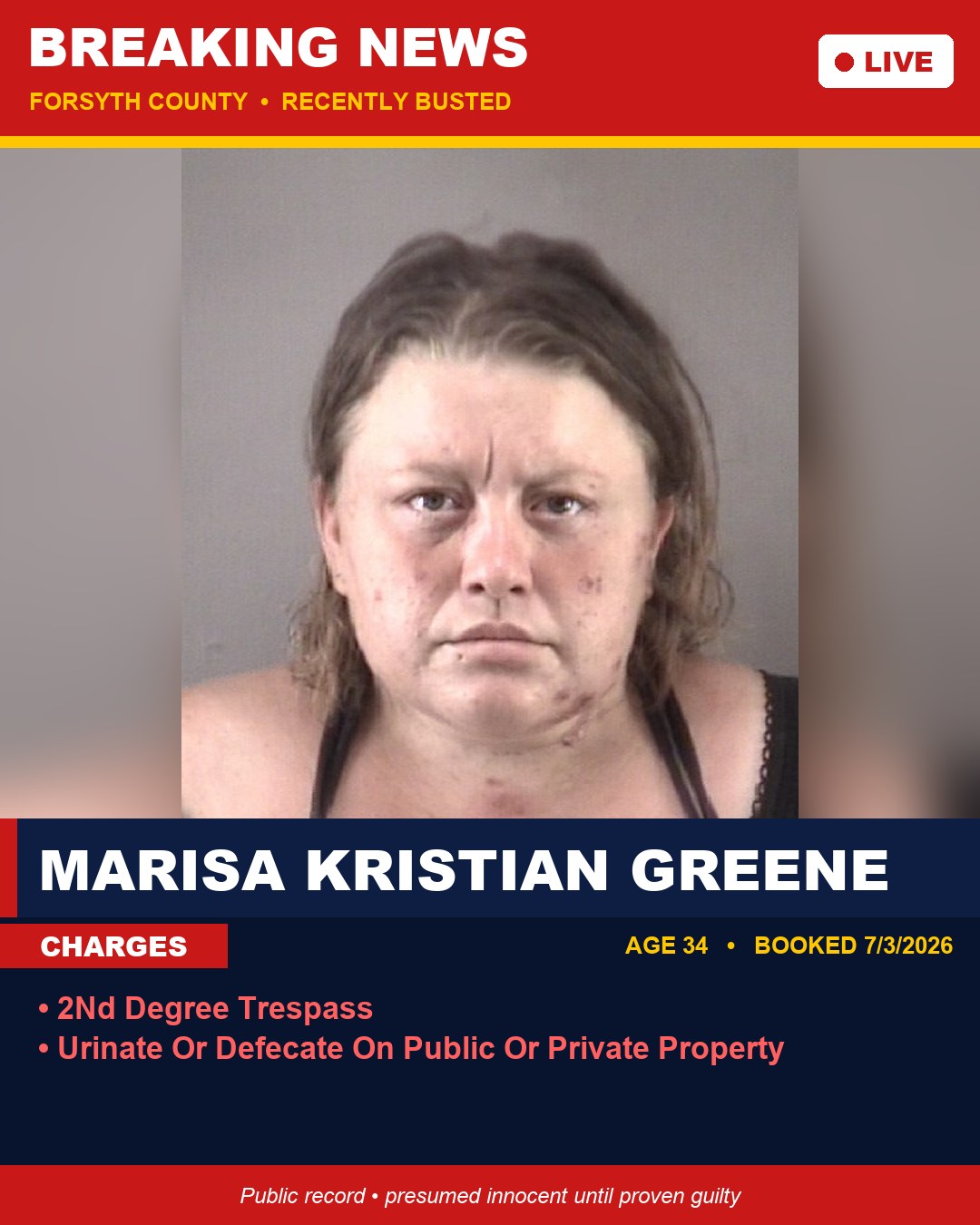 MARISA KRISTIAN GREENE booking photo