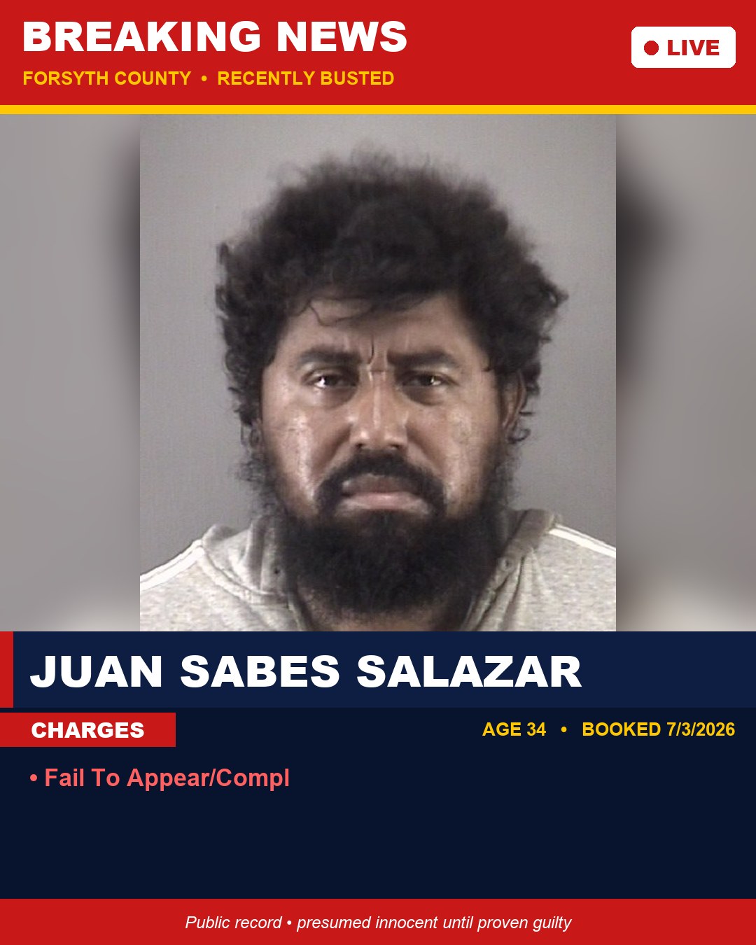 JUAN SABES SALAZAR booking photo
