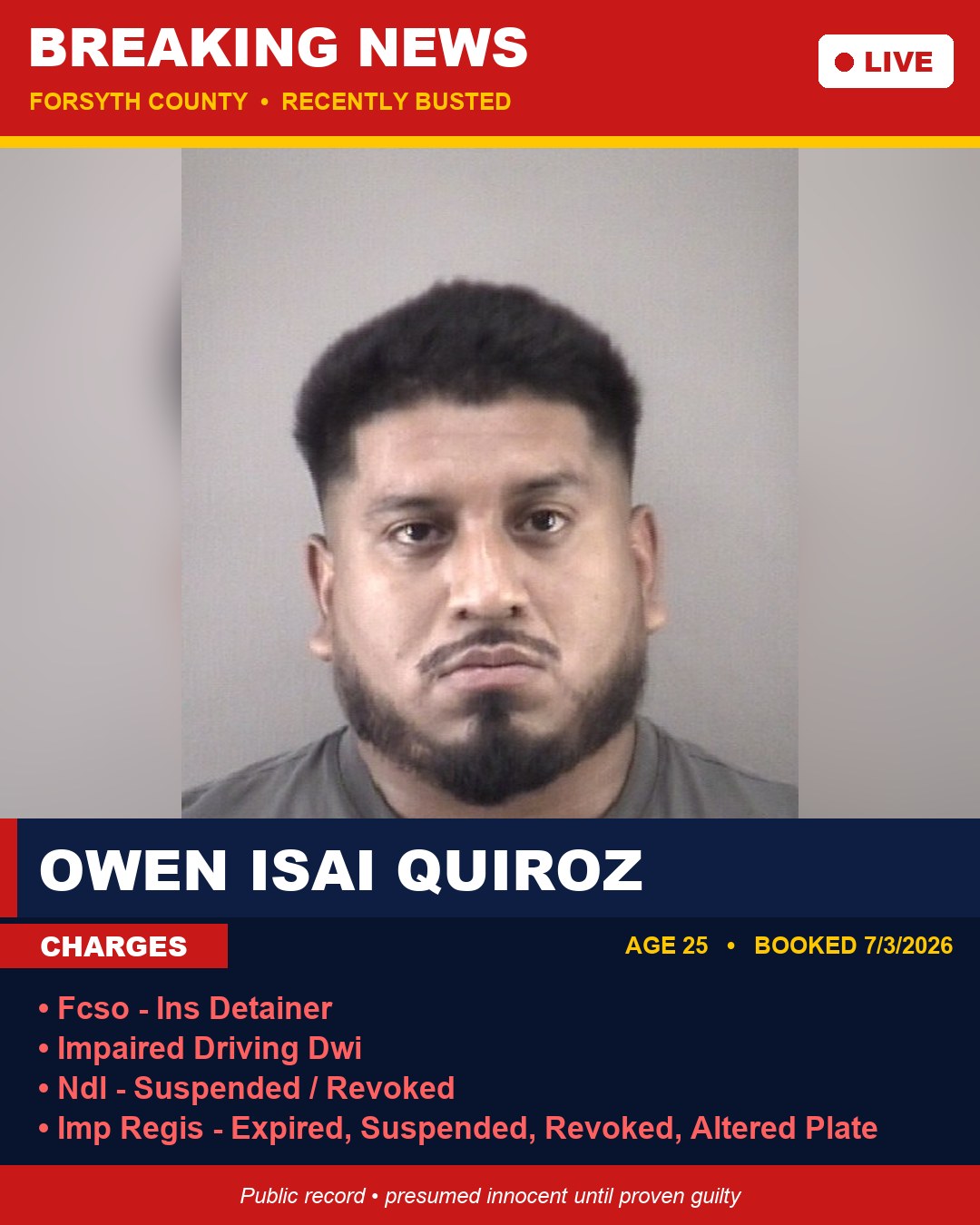 OWEN ISAI QUIROZ booking photo