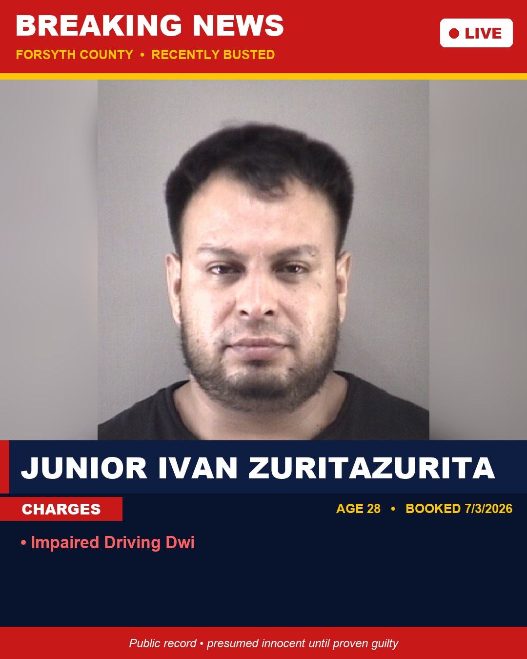 JUNIOR IVAN ZURITAZURITA booking photo