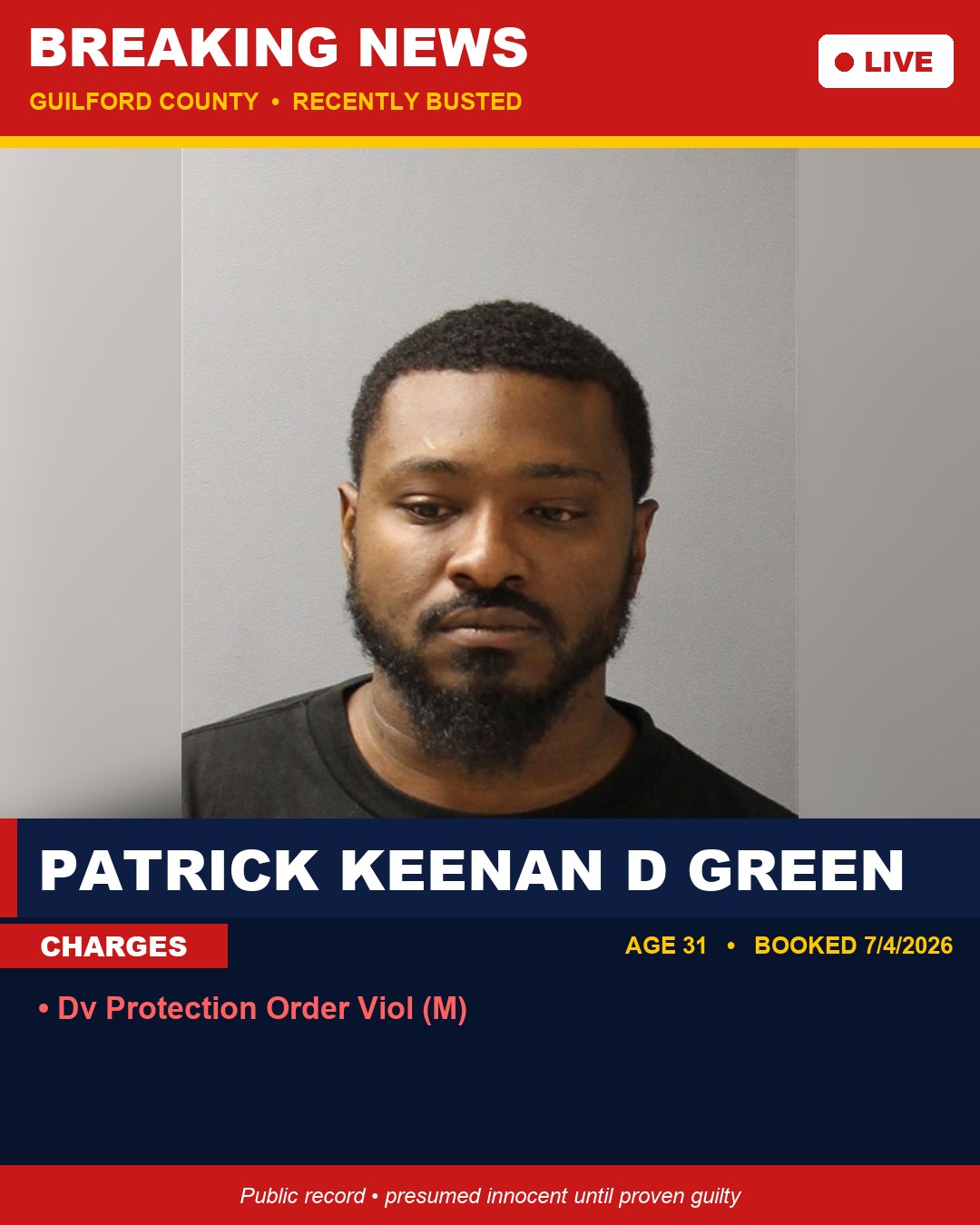 PATRICK KEENAN D GREEN booking photo