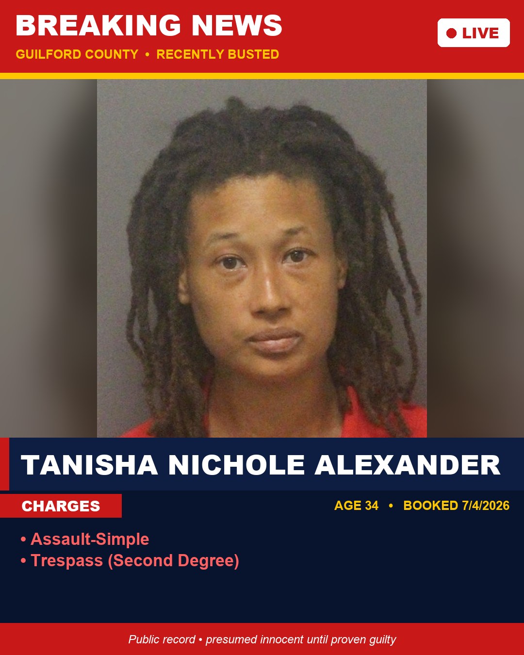 TANISHA NICHOLE ALEXANDER booking photo