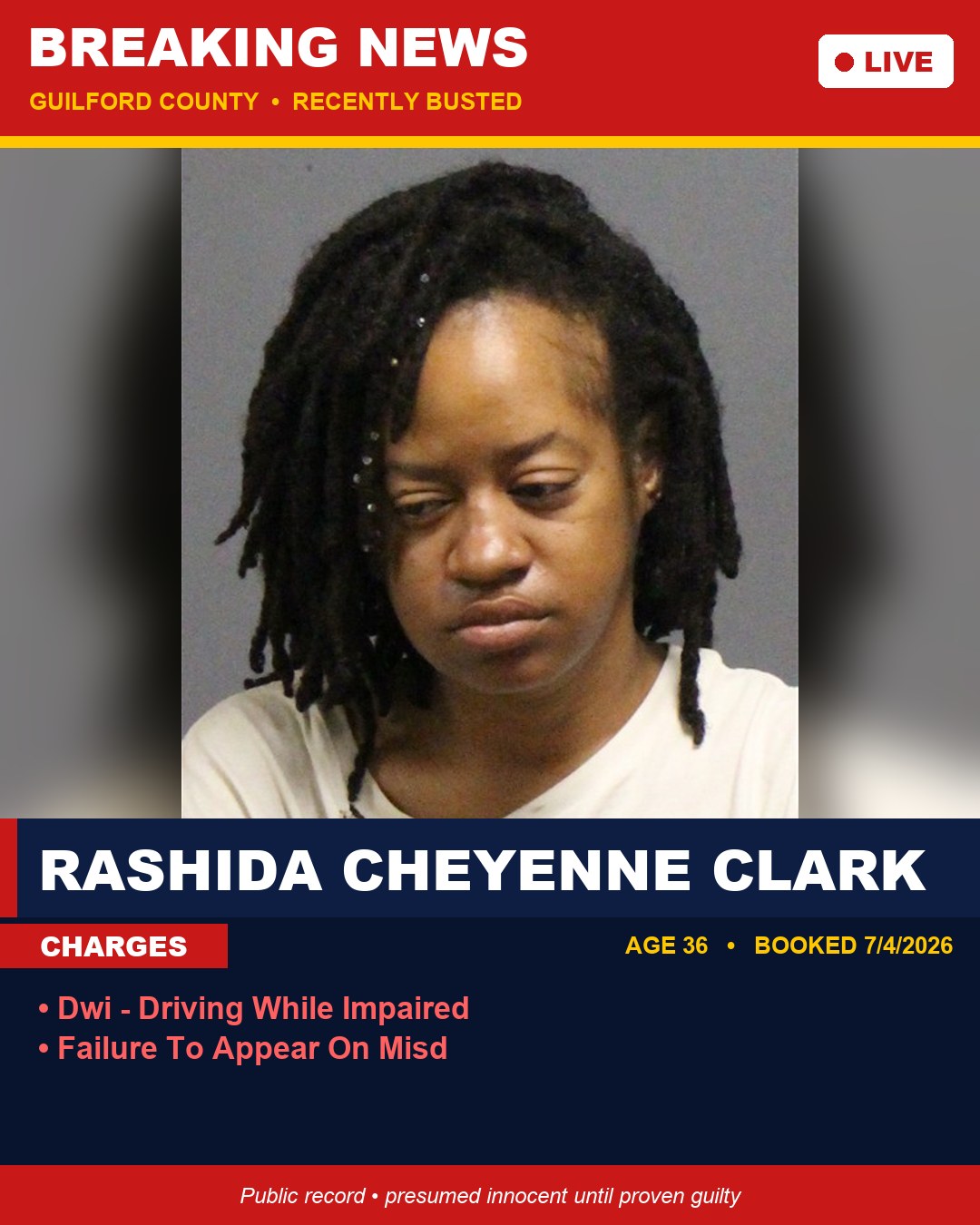 RASHIDA CHEYENNE CLARK booking photo