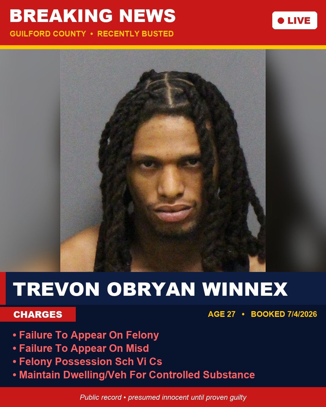 TREVON OBRYAN WINNEX booking photo