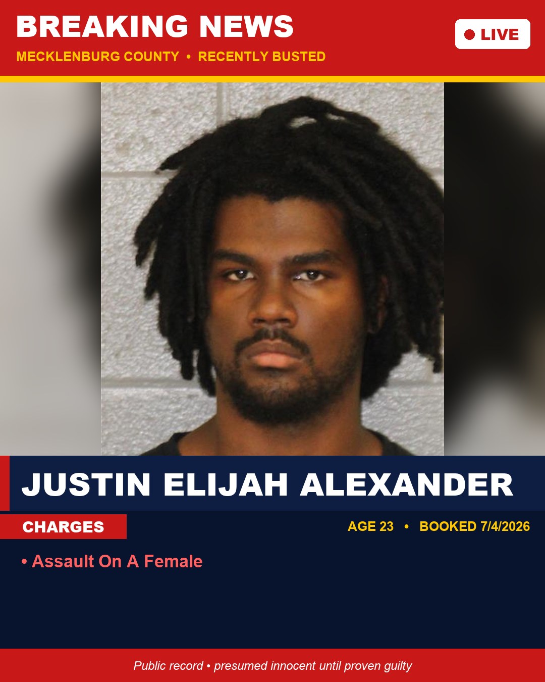 JUSTIN ELIJAH ALEXANDER booking photo