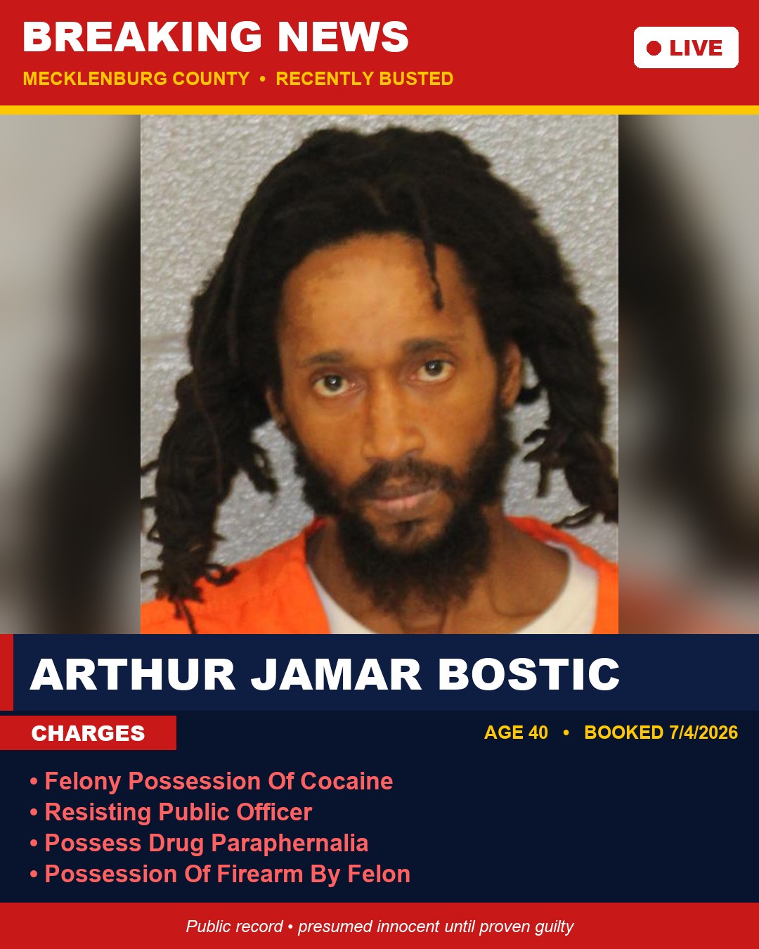 ARTHUR JAMAR BOSTIC booking photo