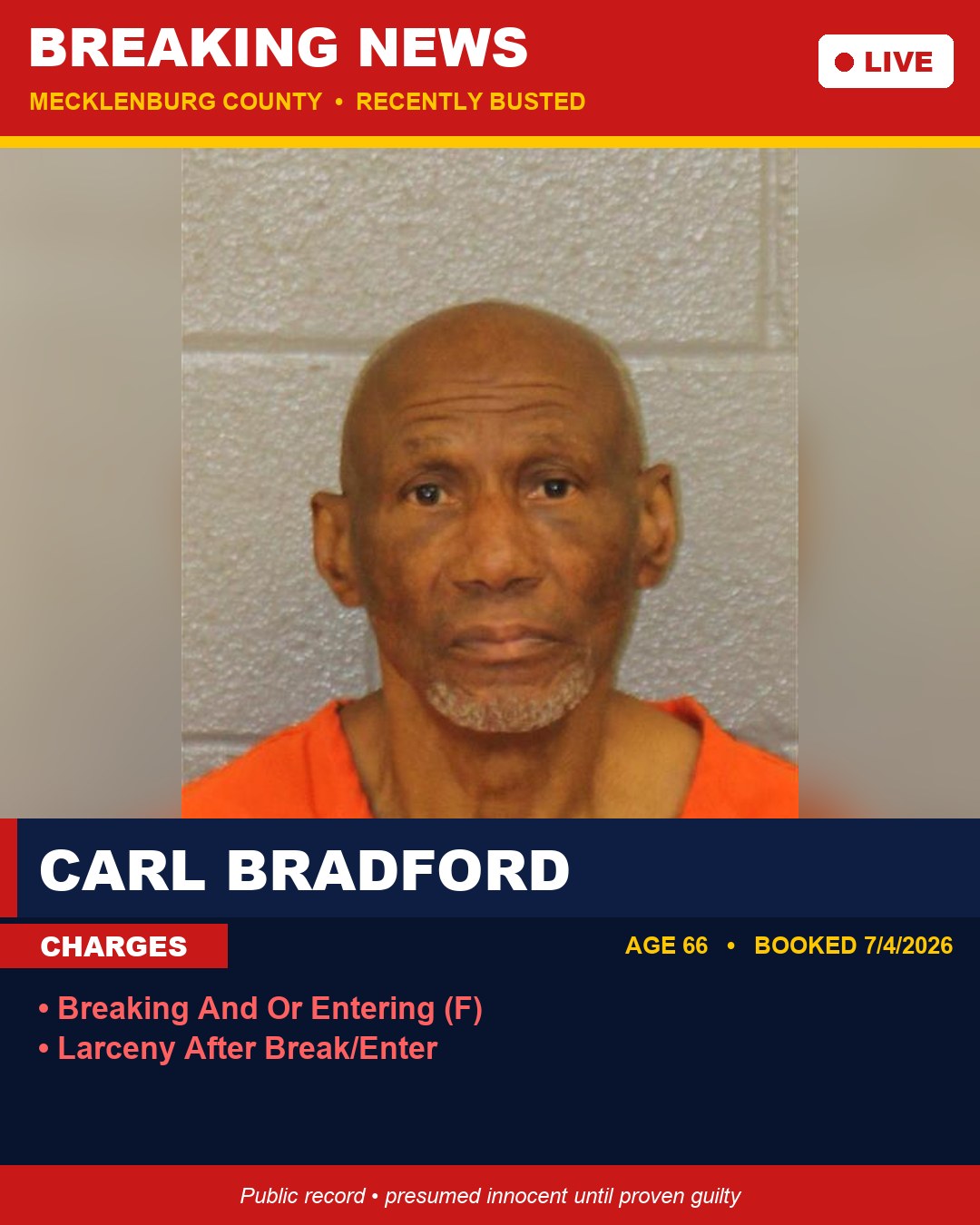 CARL BRADFORD booking photo