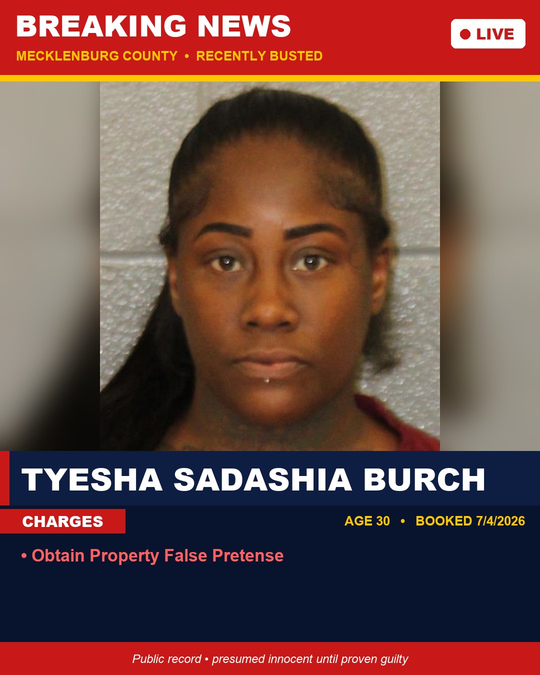 TYESHA SADASHIA BURCH booking photo