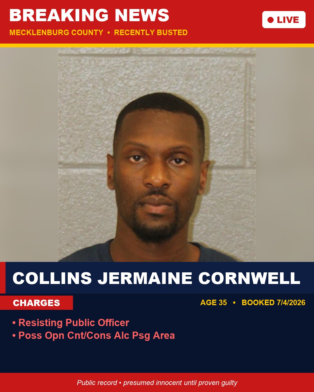 COLLINS JERMAINE CORNWELL booking photo