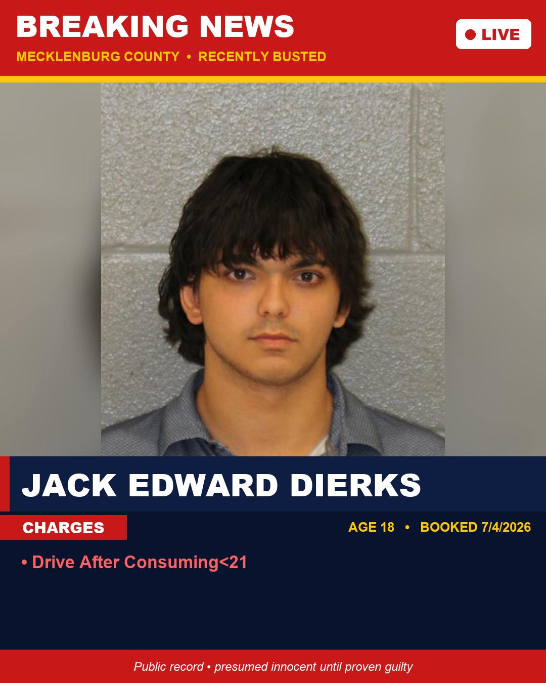 JACK EDWARD DIERKS booking photo