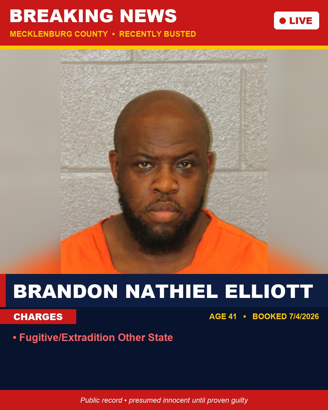 BRANDON NATHIEL ELLIOTT booking photo