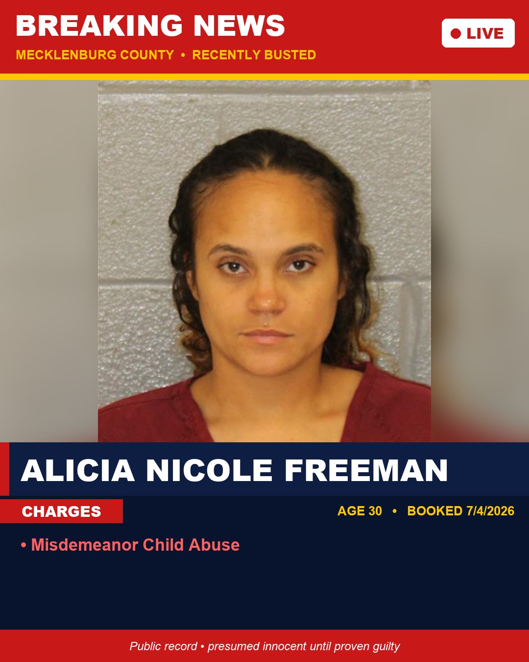 ALICIA NICOLE FREEMAN booking photo