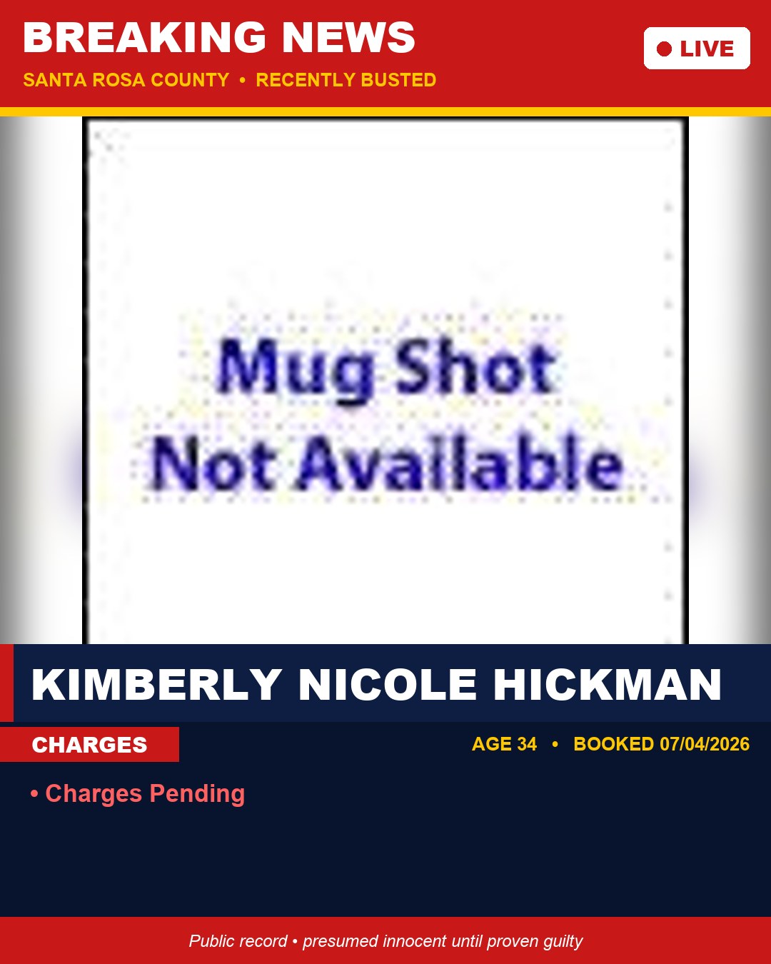 Kimberly Nicole Hickman booking photo