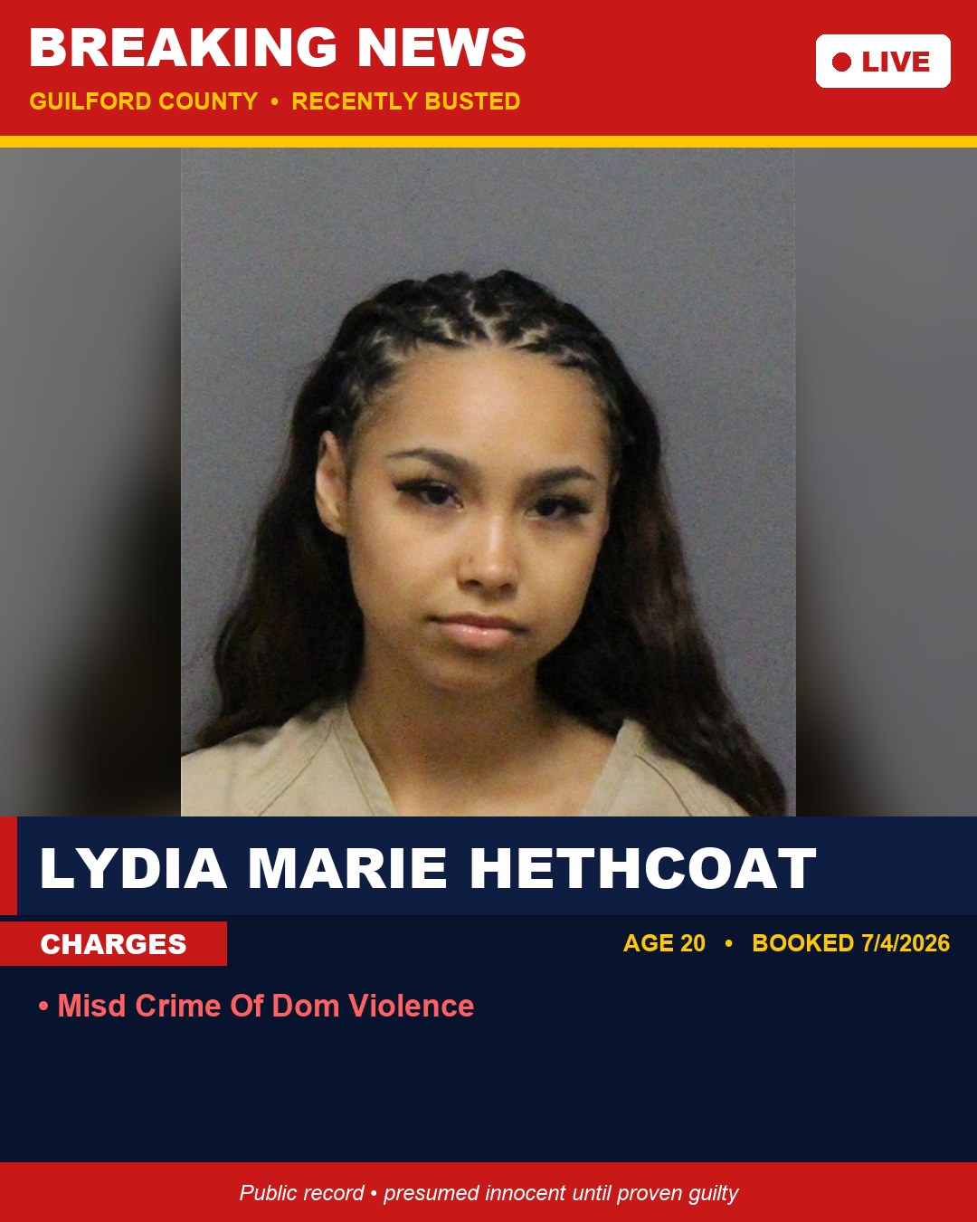 LYDIA MARIE HETHCOAT booking photo