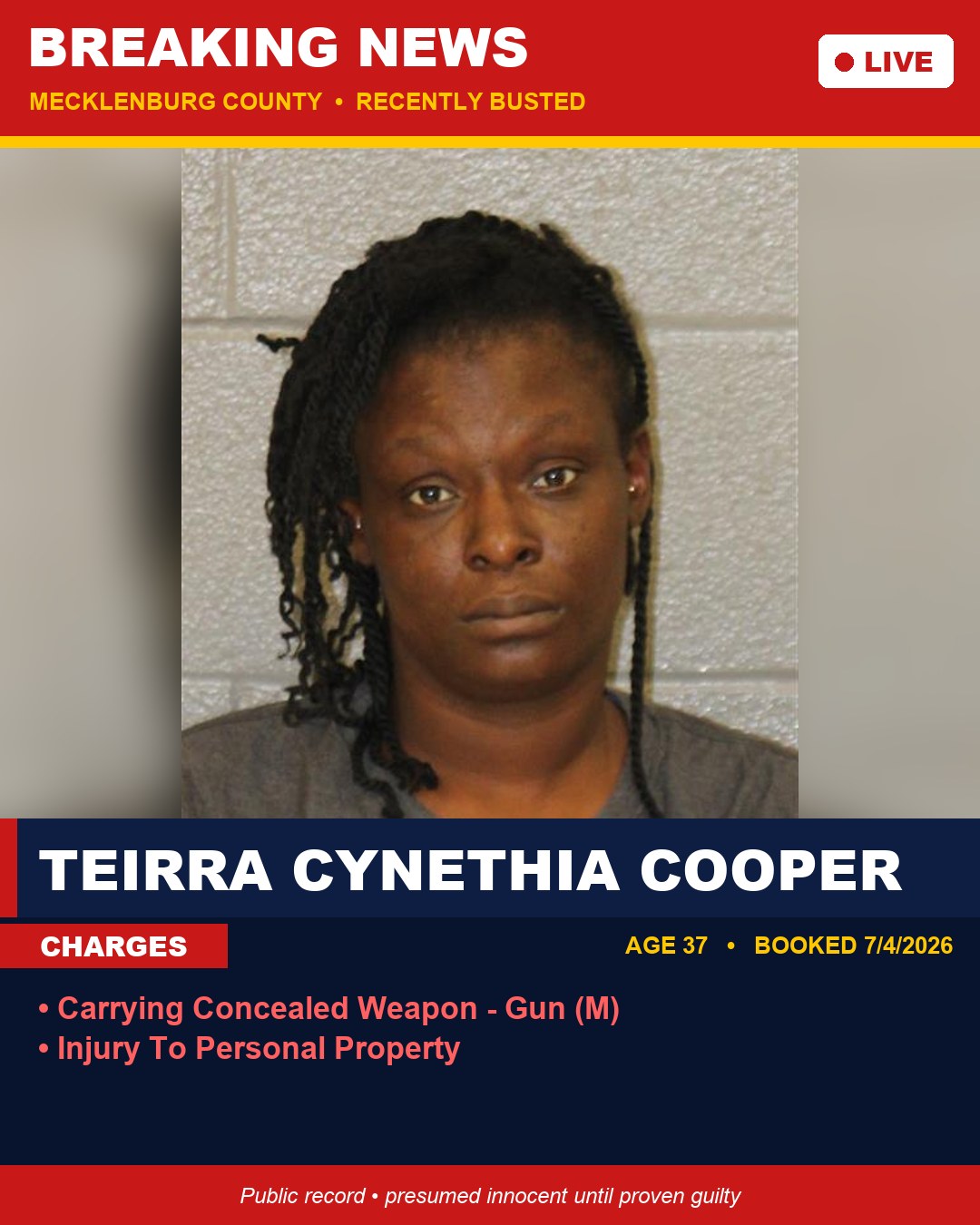 TEIRRA CYNETHIA COOPER booking photo