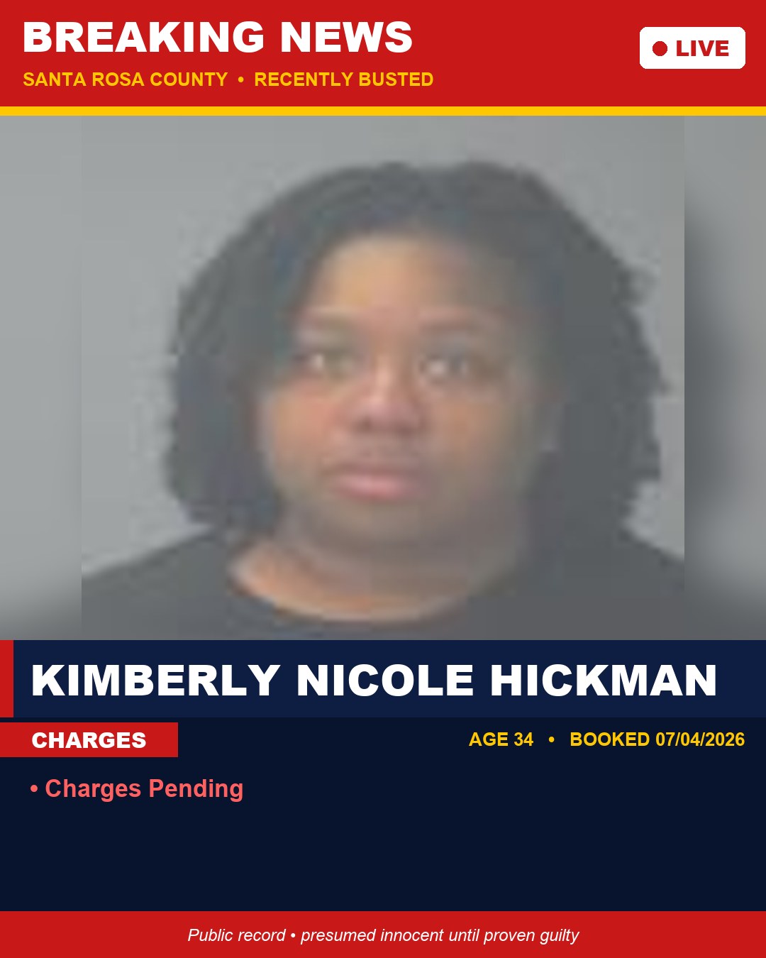 Kimberly Nicole Hickman booking photo