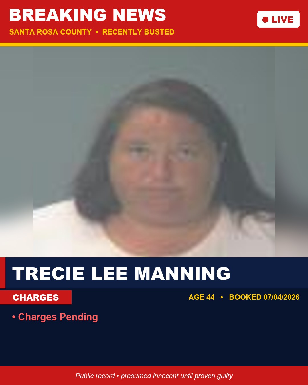 Trecie Lee Manning booking photo
