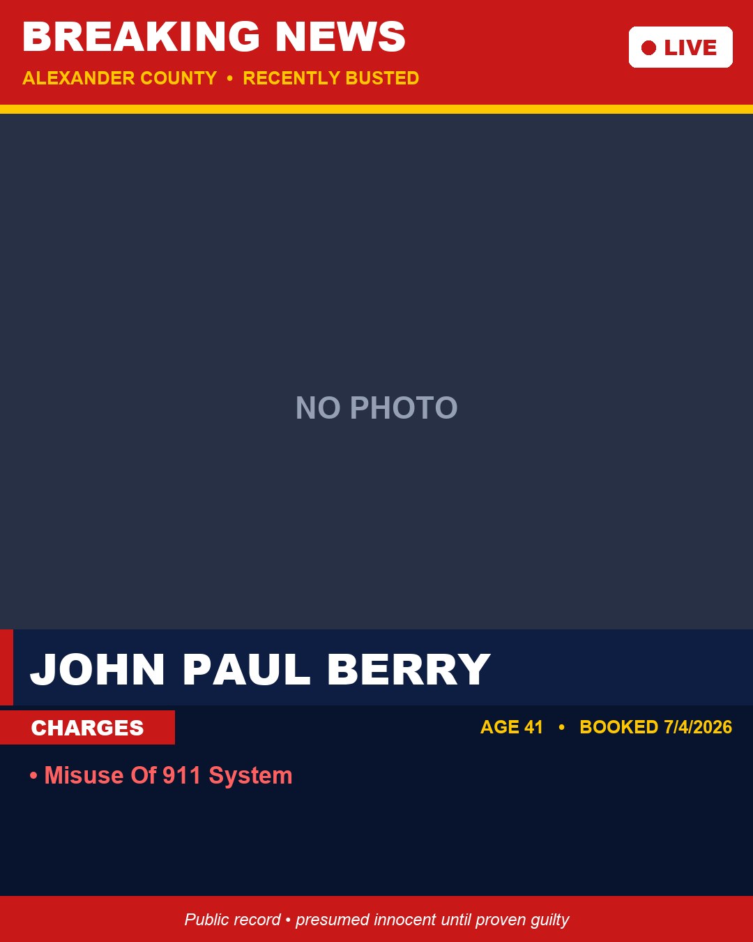 JOHN PAUL BERRY booking photo