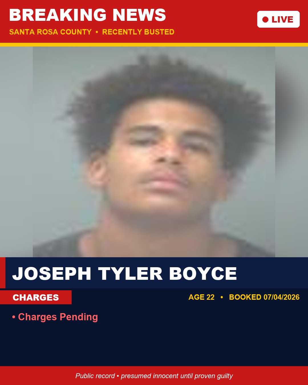 Joseph Tyler Boyce booking photo