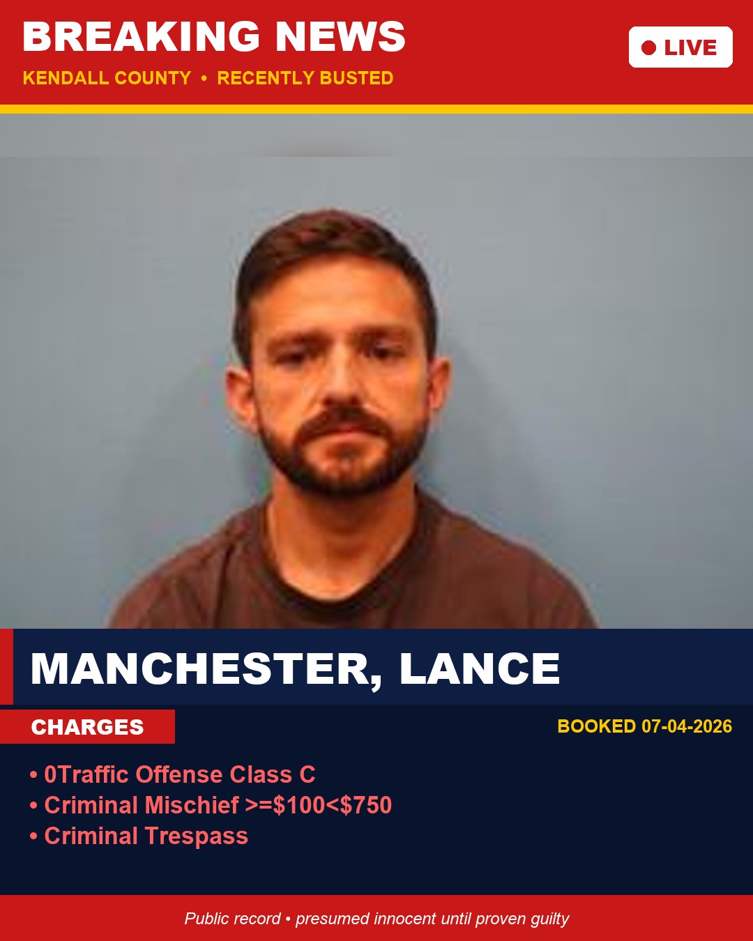Manchester, Lance booking photo