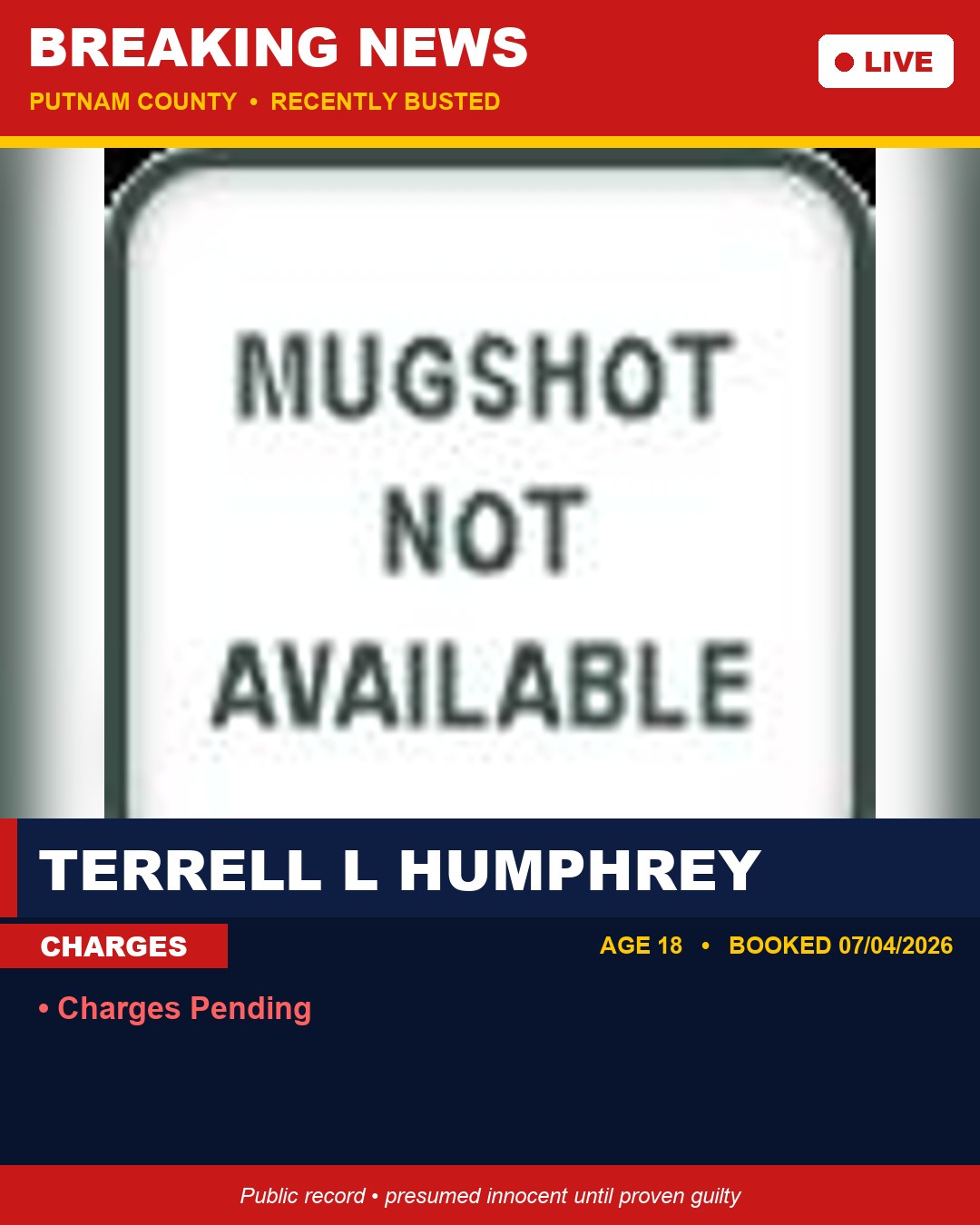 Terrell L Humphrey booking photo