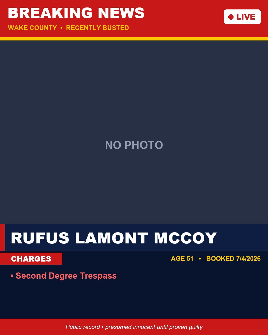 RUFUS LAMONT MCCOY booking photo