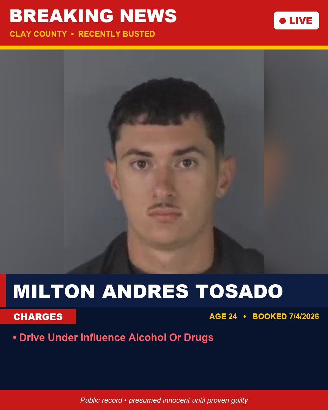MILTON ANDRES TOSADO booking photo