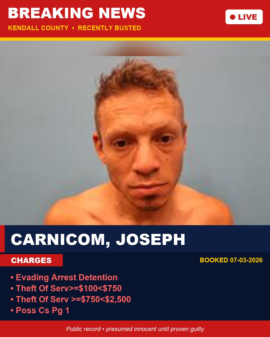 Carnicom, Joseph booking photo